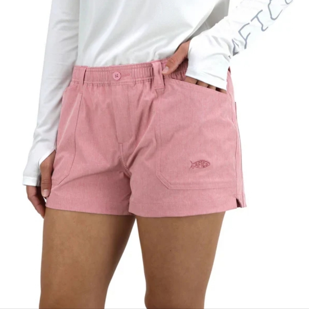 AFTCO Womens Stretch Fishing Shorts Hazy Rose Heather Sz. 12